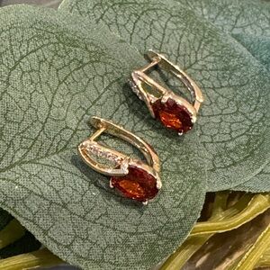 Elegant Gold and Orange Gemstone Earrings